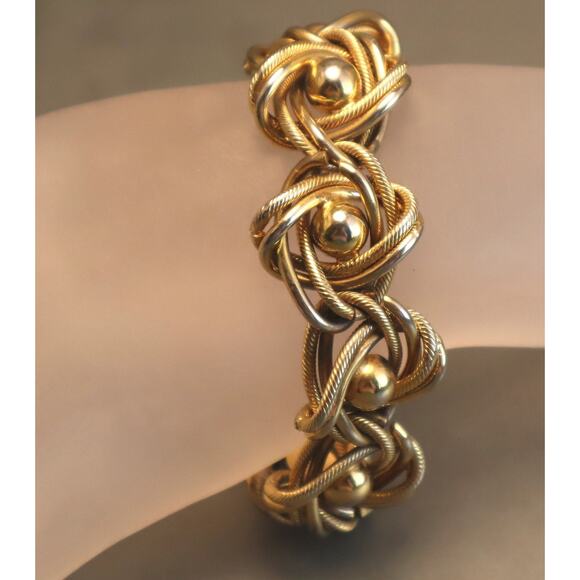 Vintage Kramer New York Dome Knot Bracelet Gold Balls - Picture 2 of 5